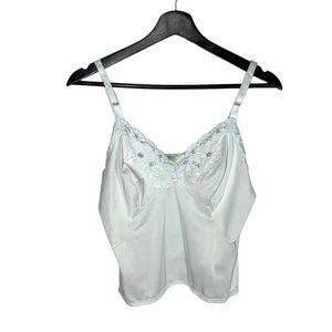 Vintage 70s Light Blue Lace Cami Slip Top Medium
